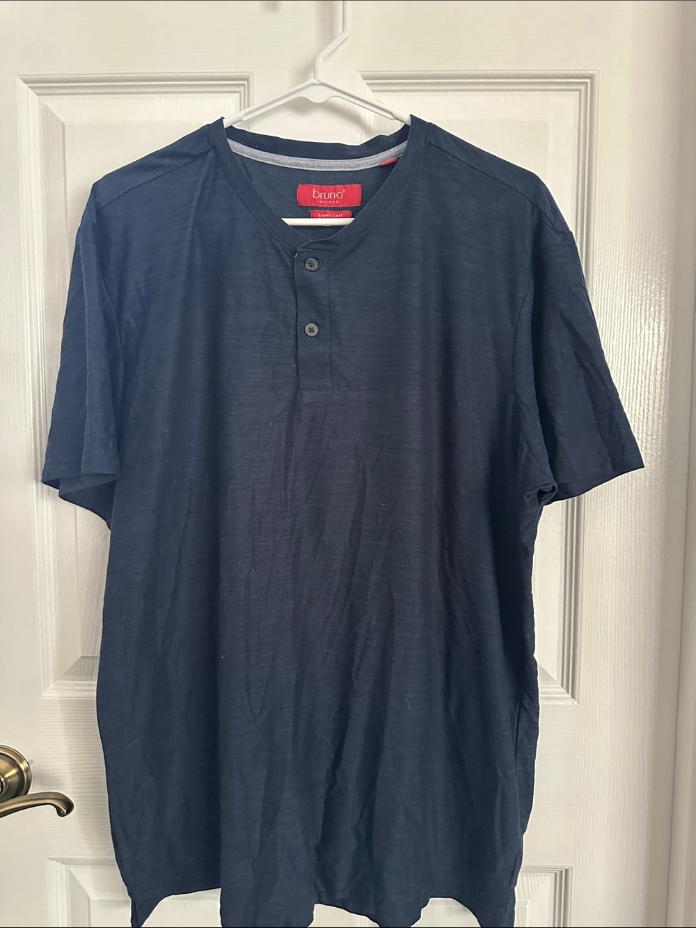 Bruno Men’s Short-Sleeve Henley Shirt in Navy Supersoft